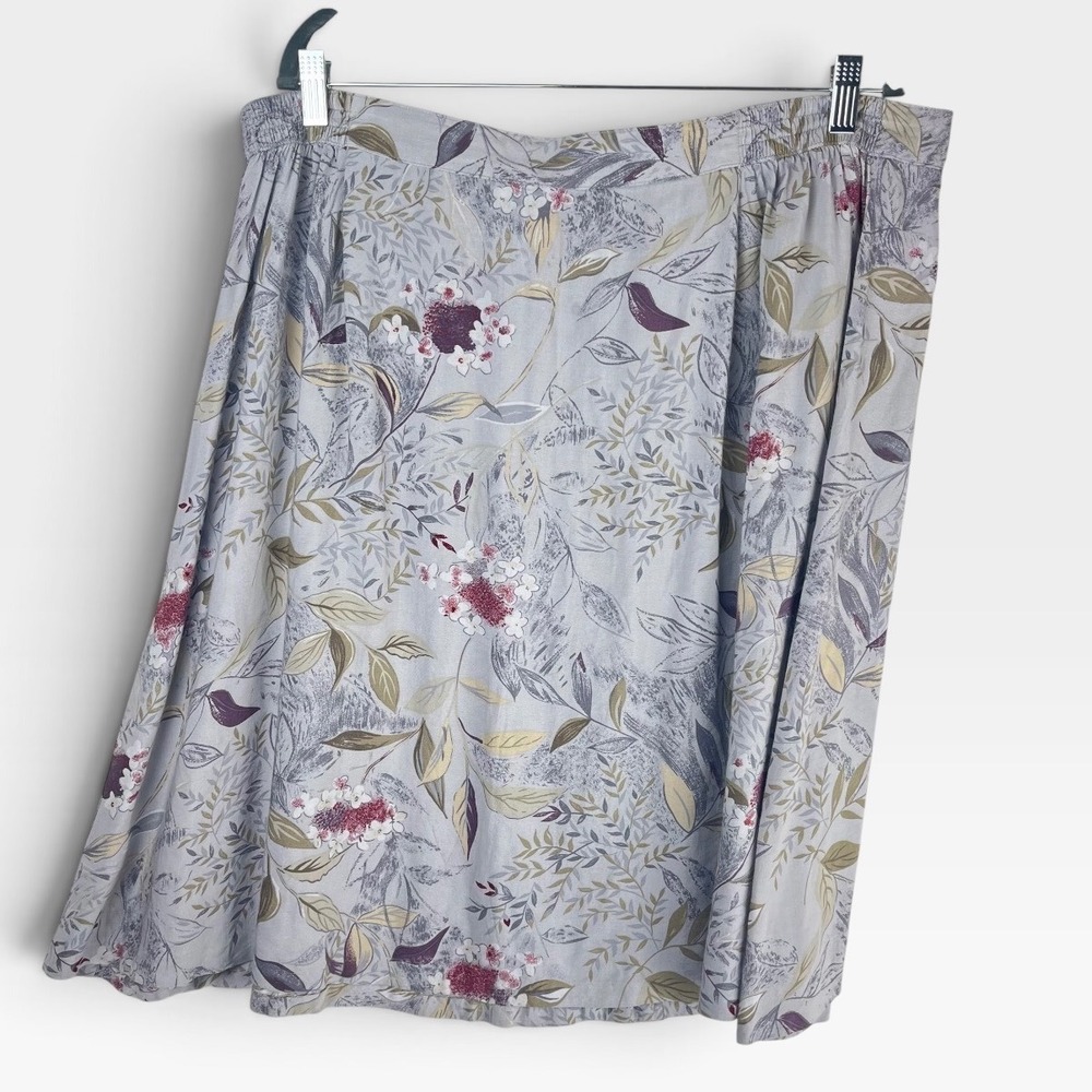 Sag Harbor Woman Floral Button Front Knee Length Skirt Purple Size 2X